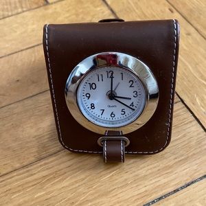 Perfect condition- needs battery leather travel clock!